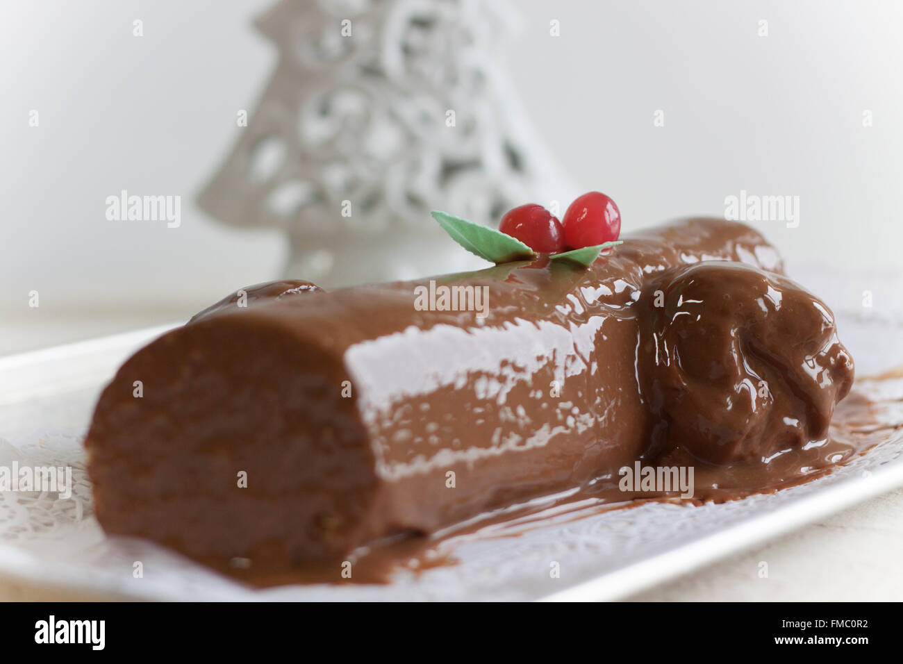 Natale dessert torta di trunk Foto Stock