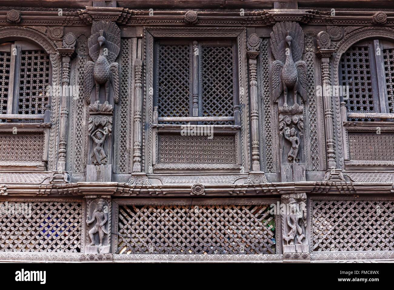 Il Nepal, Gandaki zona, Gorkha, il Gorkha Durbar windows Foto Stock