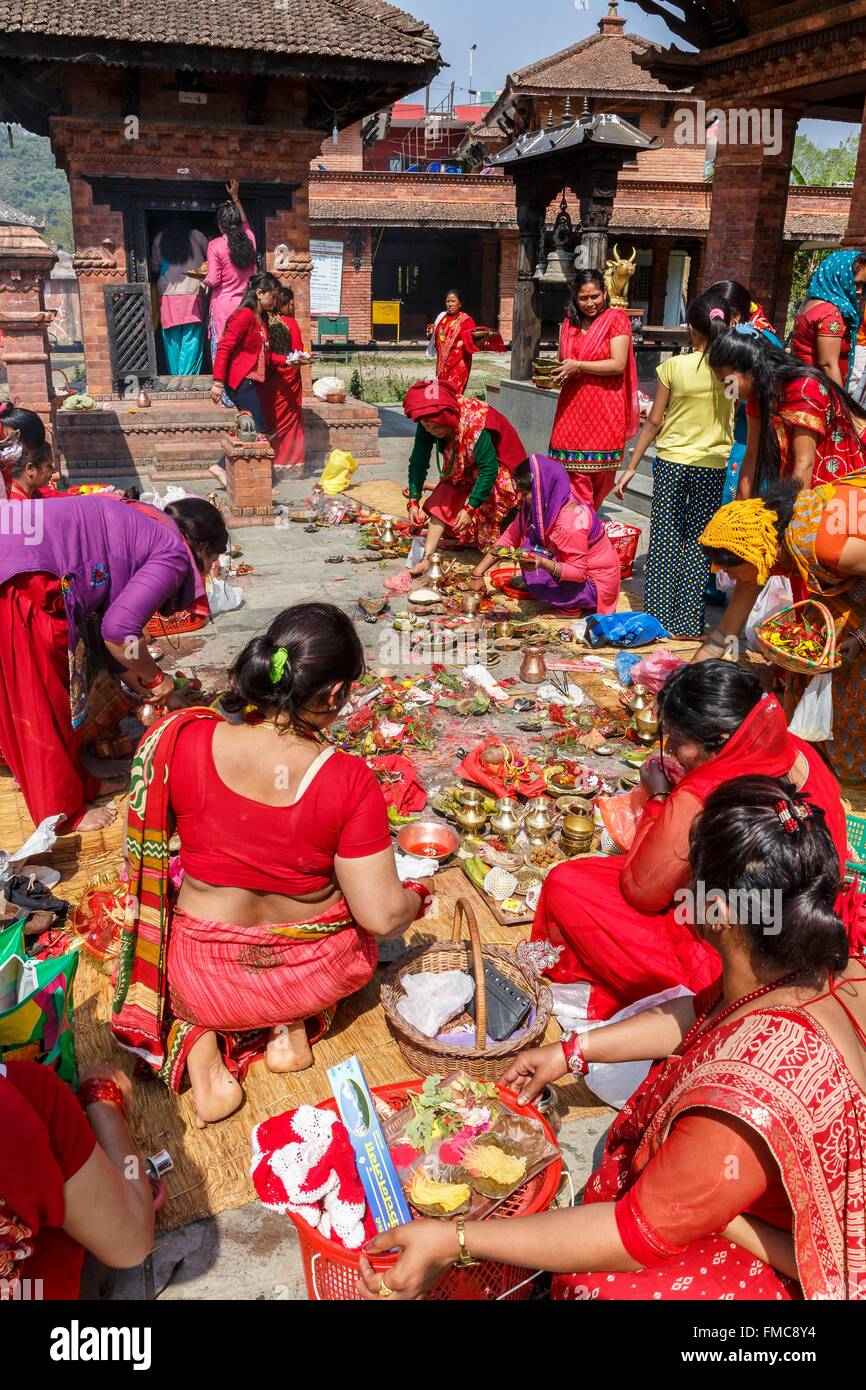 Il Nepal, Gandaki zona, Pokhara, cerimonia al Kedareshor Mahadev temple Foto Stock