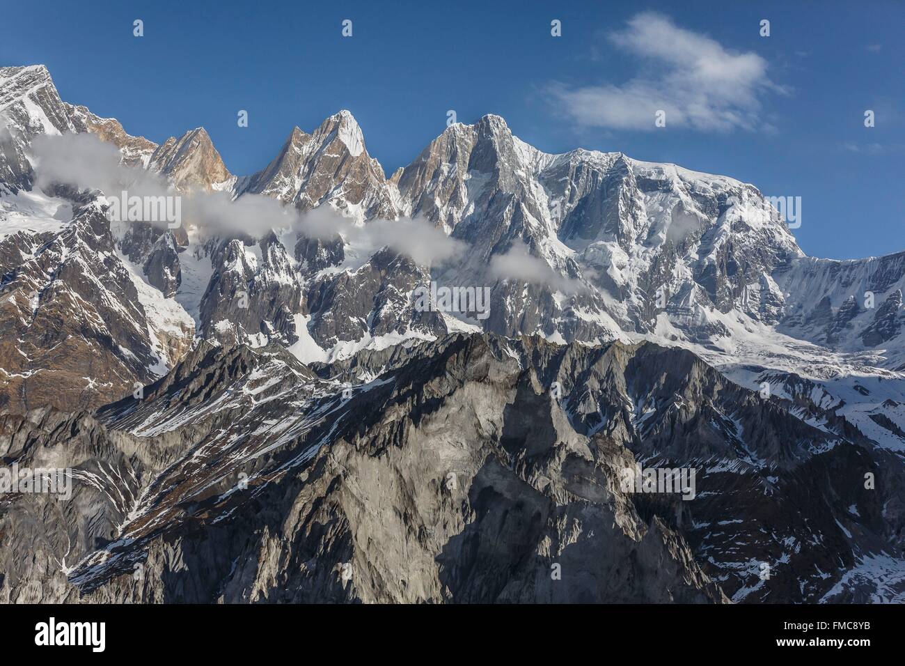 Il Nepal, Gandaki zona, Pokhara, Annapurna III 7555 m (vista aerea) Foto Stock