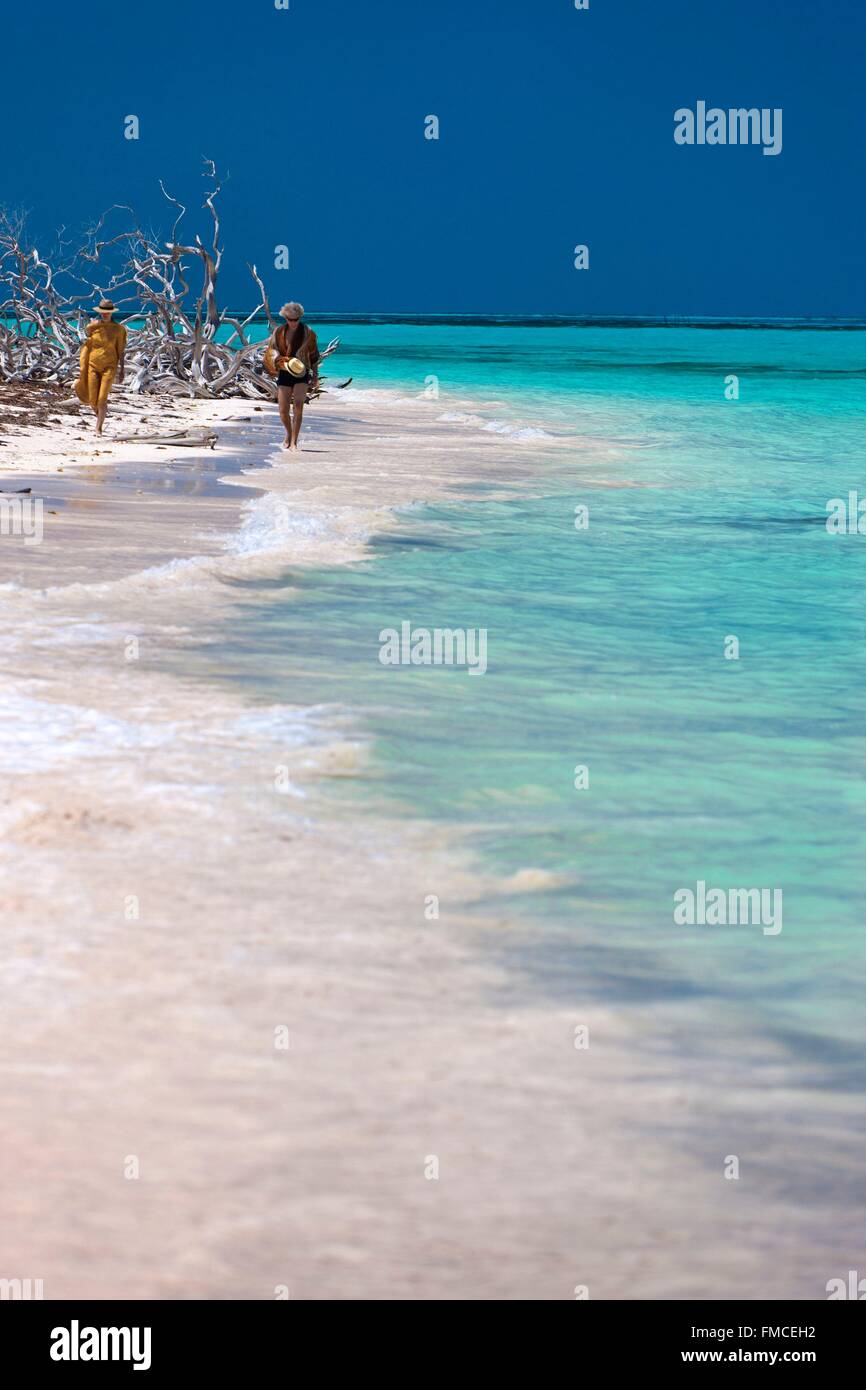 Cuba, Pinar del Rio, Vinales, Cayo Jutias, laguna di sabbia bianca e acqua turchese Foto Stock