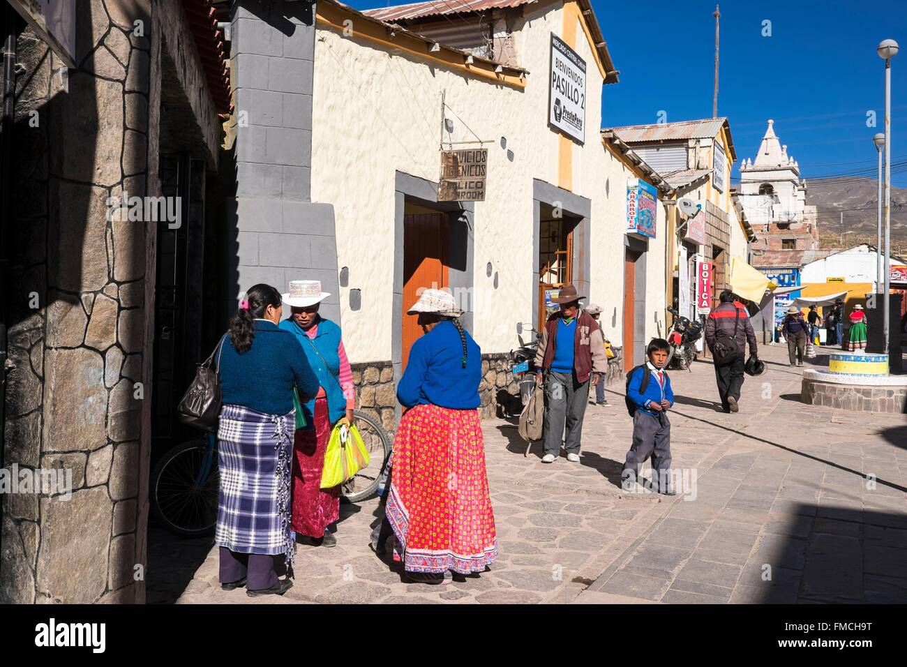 Il Perù, Provincia di Arequipa, Colca Valley, Chivay village (alt : 3640m) Foto Stock
