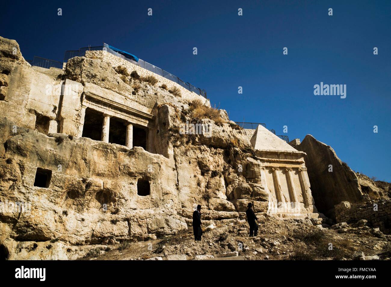 Israele, Gerusalemme, città santa, classificato come patrimonio mondiale dall' UNESCO, a est di Gerusalemme, settore palestinese, tombe del Kidron Foto Stock
