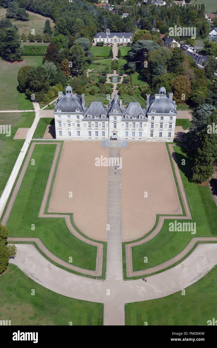 Francia, Loir et Cher, Cheverny, il castello (vista aerea) Foto Stock