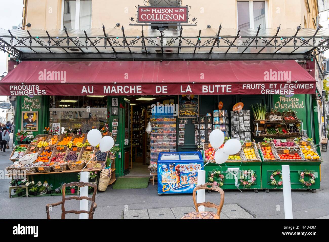 Francia, Parigi, quartiere di Montmartre, generi alimentari del film Amelie Foto Stock