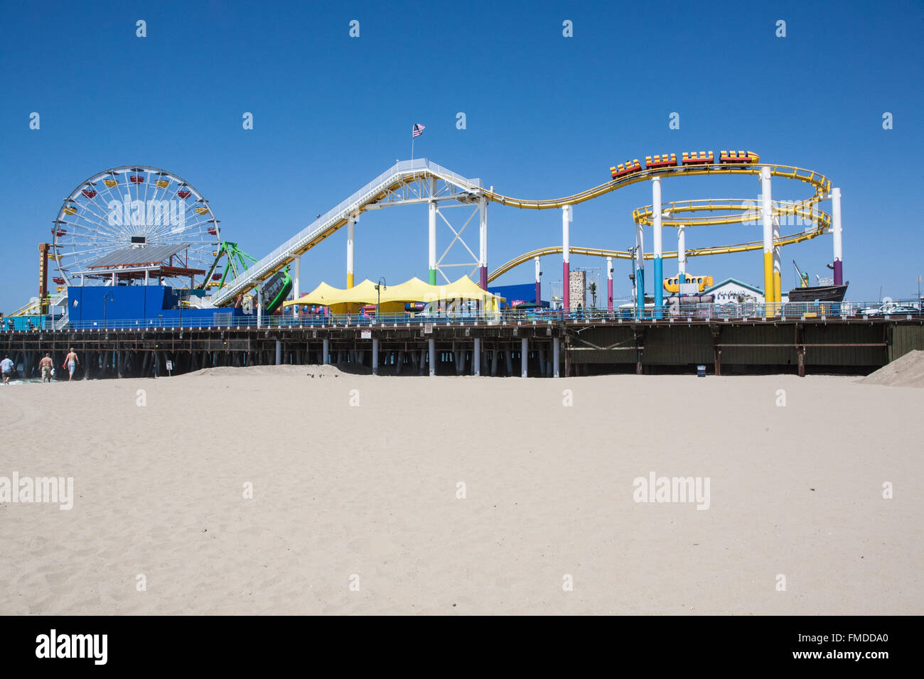 Santa Monica Beach e Parco divertimenti vicino autostrada nazionale 1,Pacific Coast Highway,PCH, California, U.S.A. Foto Stock