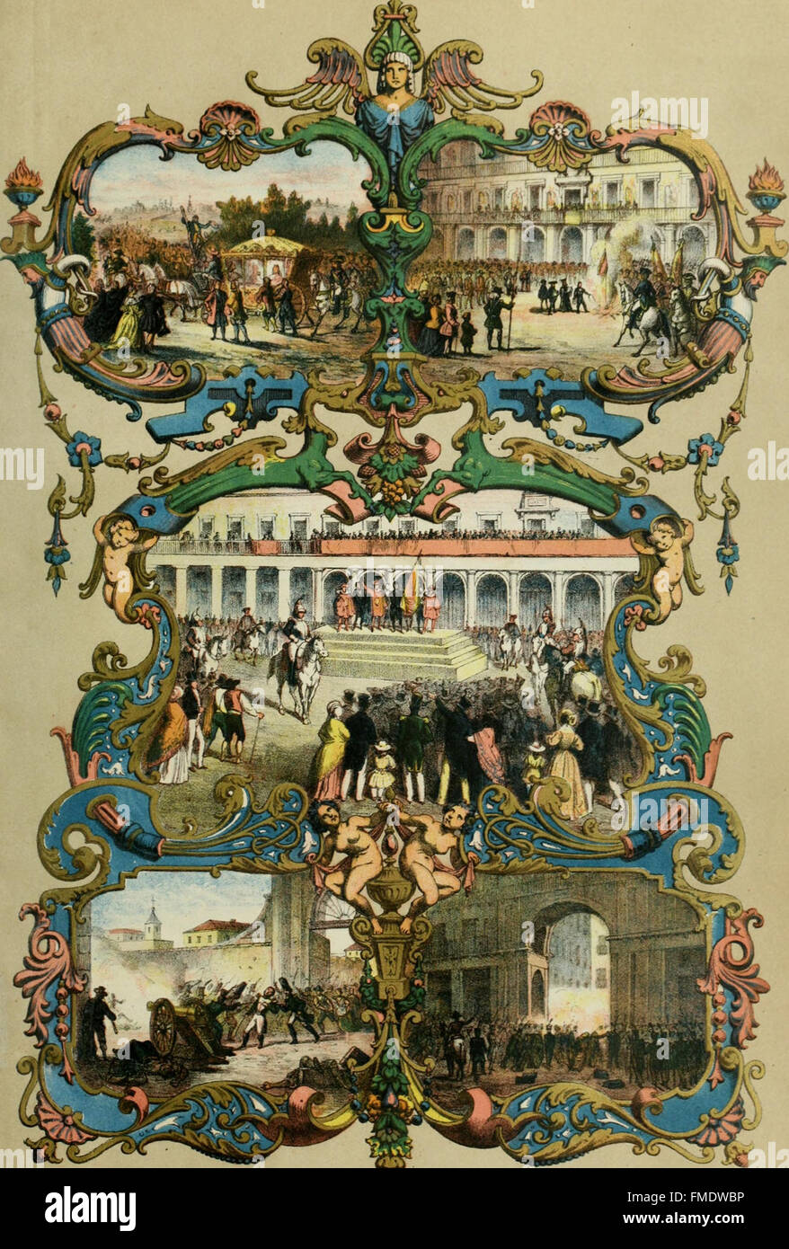 *Historia de la Villa y Corte de Madrid* (1860) è un resoconto storico di Madrid, Spagna, che copre il suo sviluppo politico, sociale e culturale durante il XIX secolo. Foto Stock
