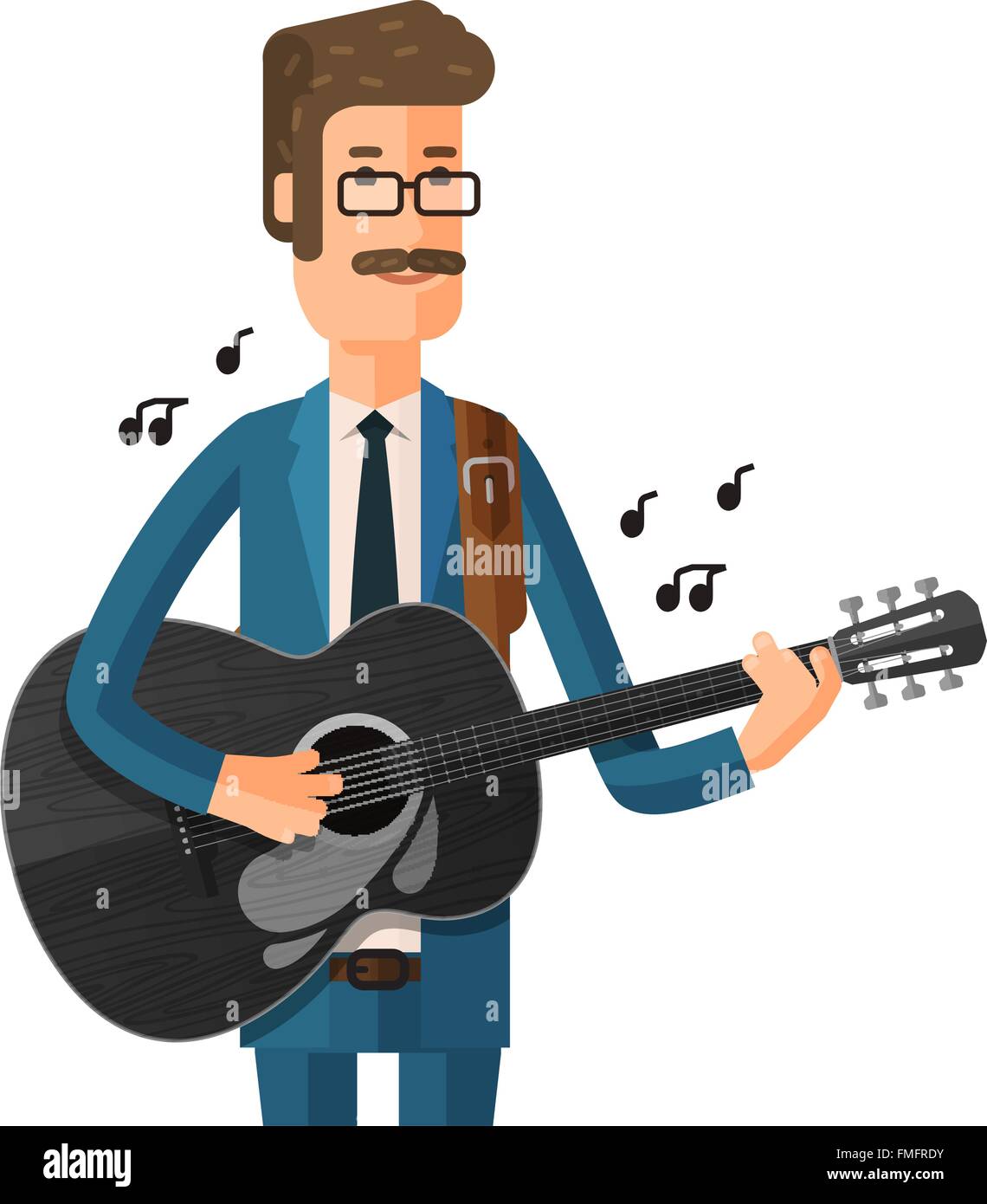 Uomo suona la chitarra. illustrazione vettoriale Illustrazione Vettoriale
