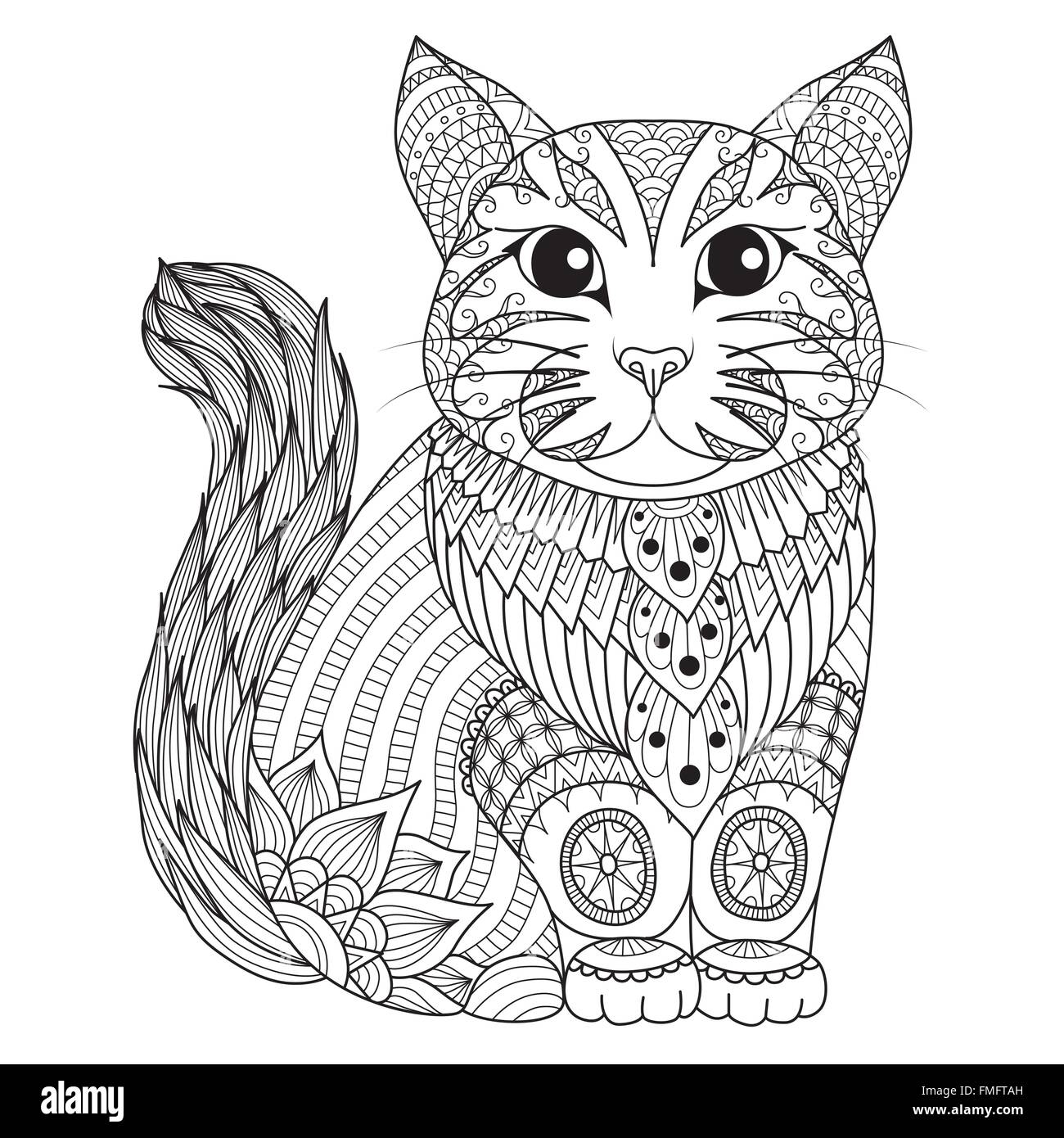 Disegno gatto zentangle per colorare immagini e fotografie stock ad alta  risoluzione - Alamy