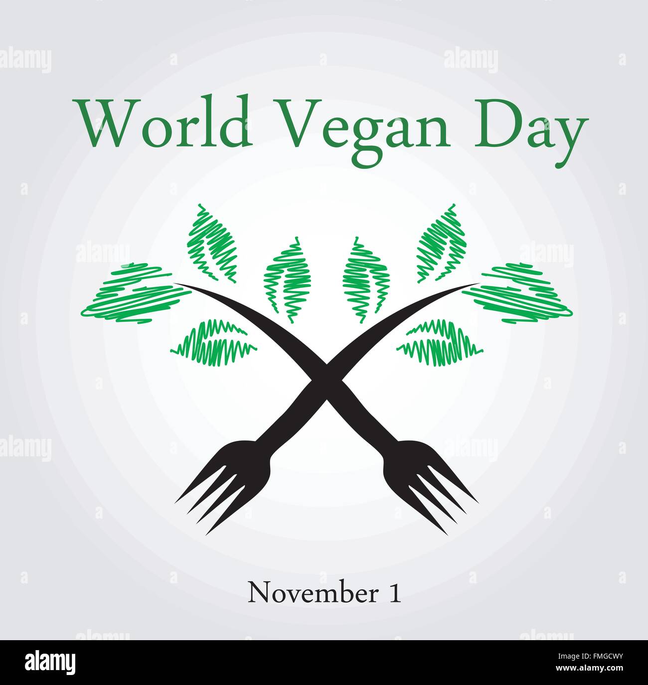 Piantina da una forcella- mondo vegan giorno 1 novembre Illustrazione Vettoriale
