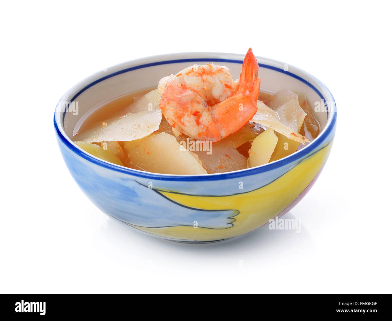 Piccante e minestra acida con gamberi e papaia,cibo tailandese Foto Stock