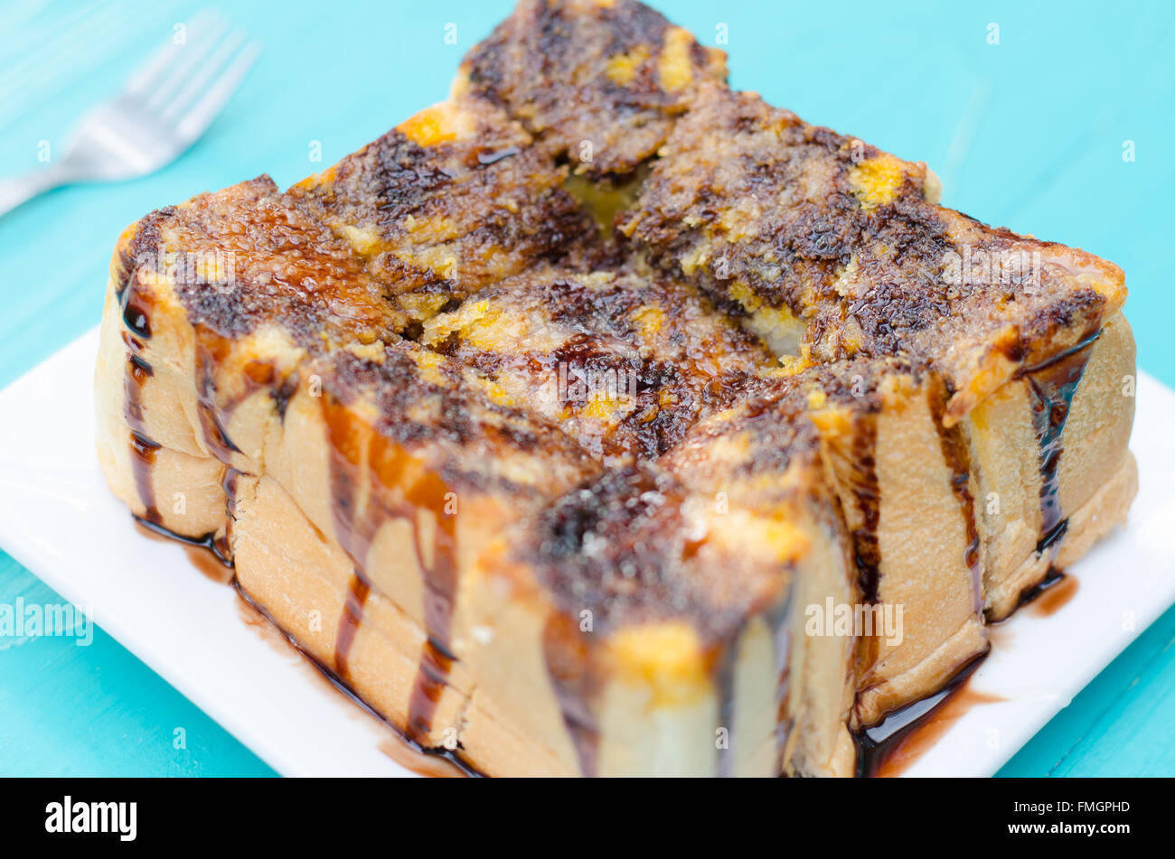 Toast pudding di pane al cioccolato Foto Stock