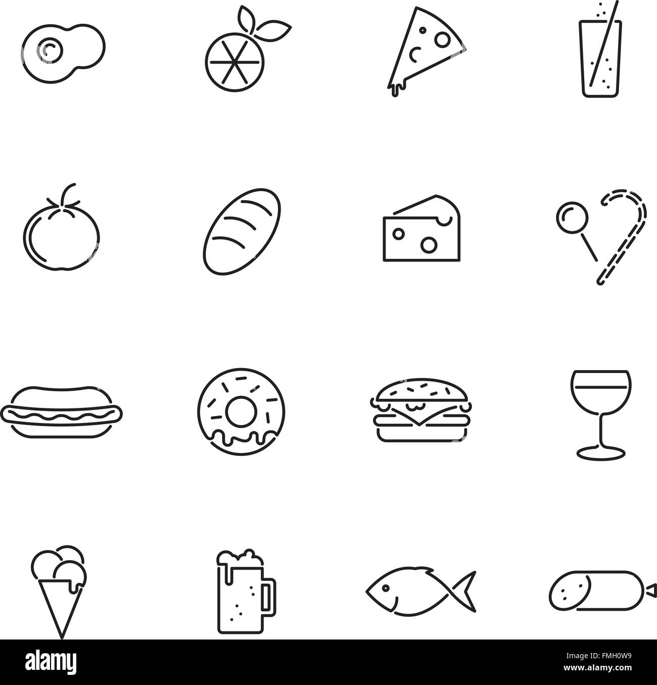 Linea di alimenti set di icone Illustrazione Vettoriale