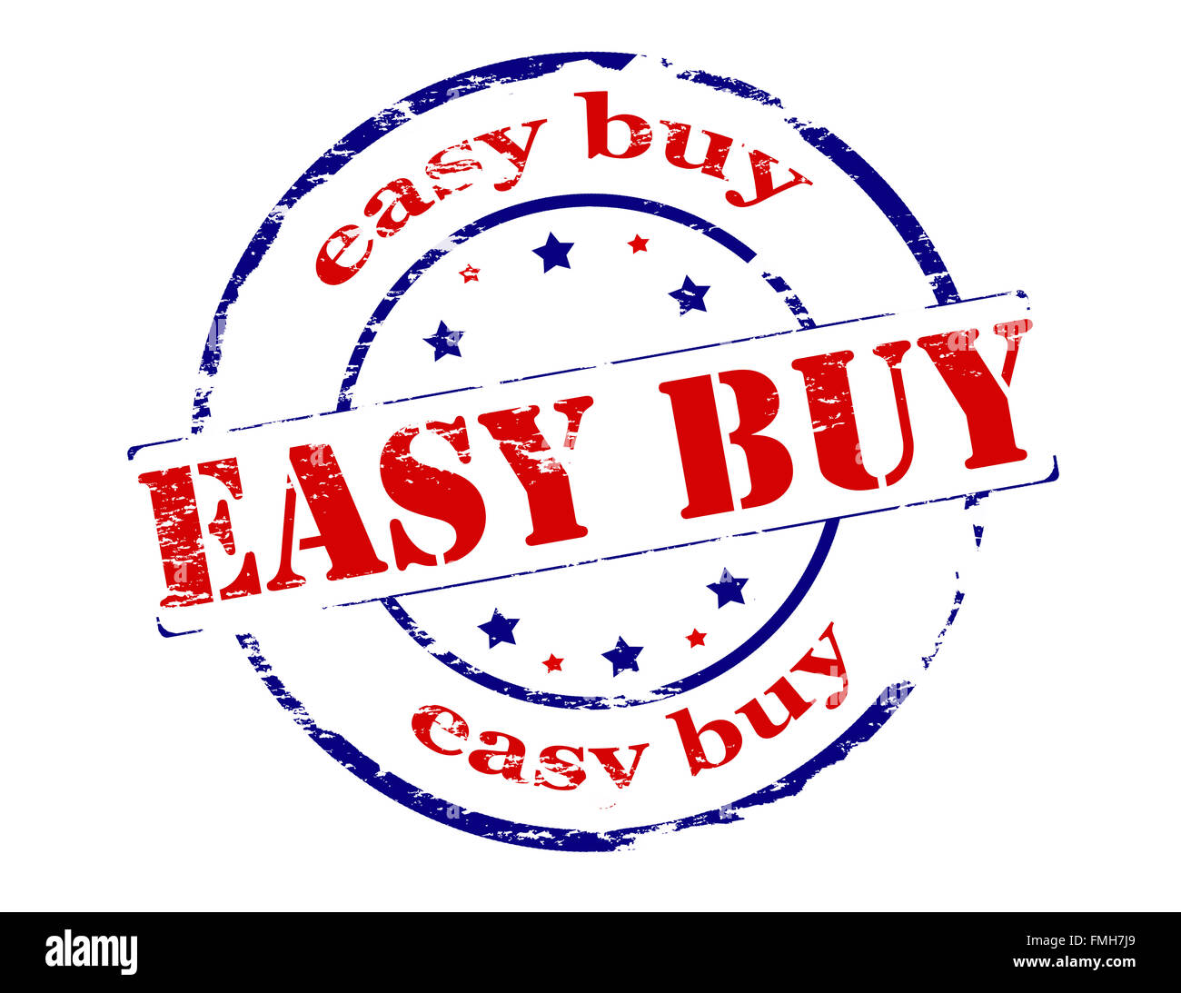 Timbro di gomma con il testo di facile comprare all'interno, illustrazione vettoriale Foto Stock