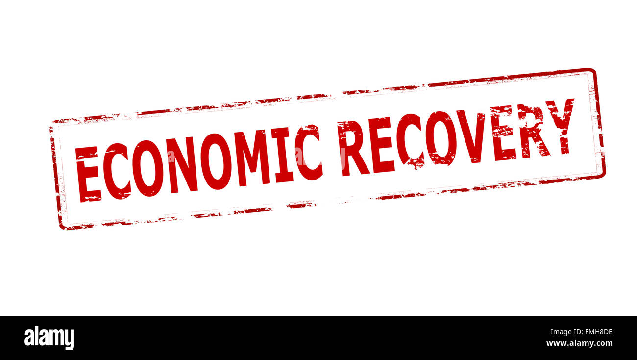 Timbro di gomma con testo di recupero economico interno, illustrazione vettoriale Foto Stock