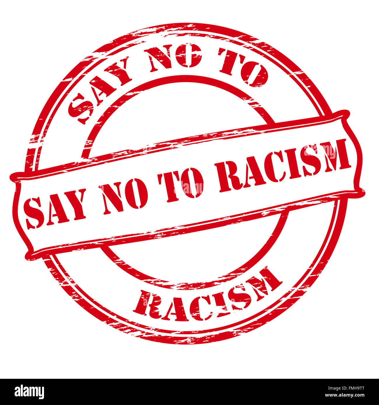 Timbro di gomma con il testo di dire no al razzismo all'interno, illustrazione vettoriale Foto Stock
