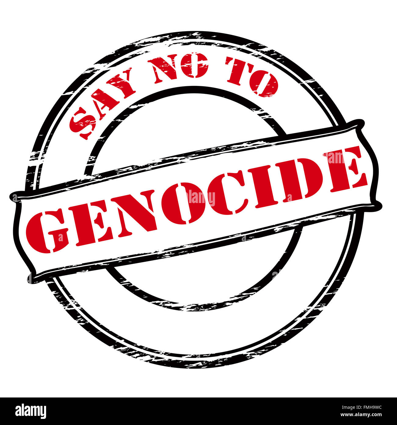 Timbro di gomma con il testo di dire no al genocidio interno, illustrazione vettoriale Foto Stock