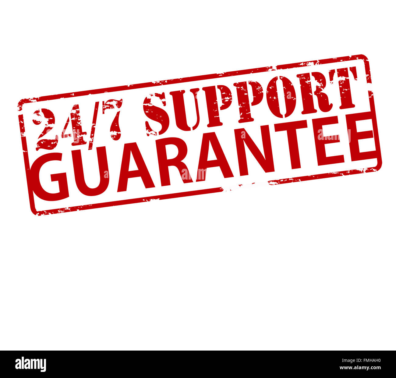 Timbro di gomma con testo venti quattro sette garanzia di supporto interno, illustrazione vettoriale Foto Stock