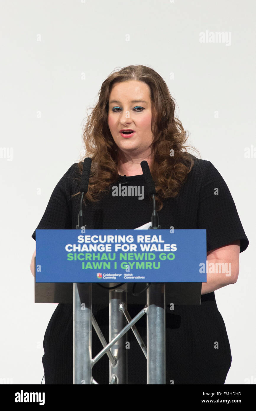 Jayne Cowan AM conservatore candidato per Cardiff North in Welsh Assembly elezioni. Foto Stock