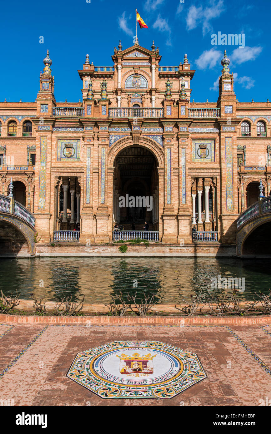 Plaza de Espana, Siviglia, Andalusia, Spagna Foto Stock