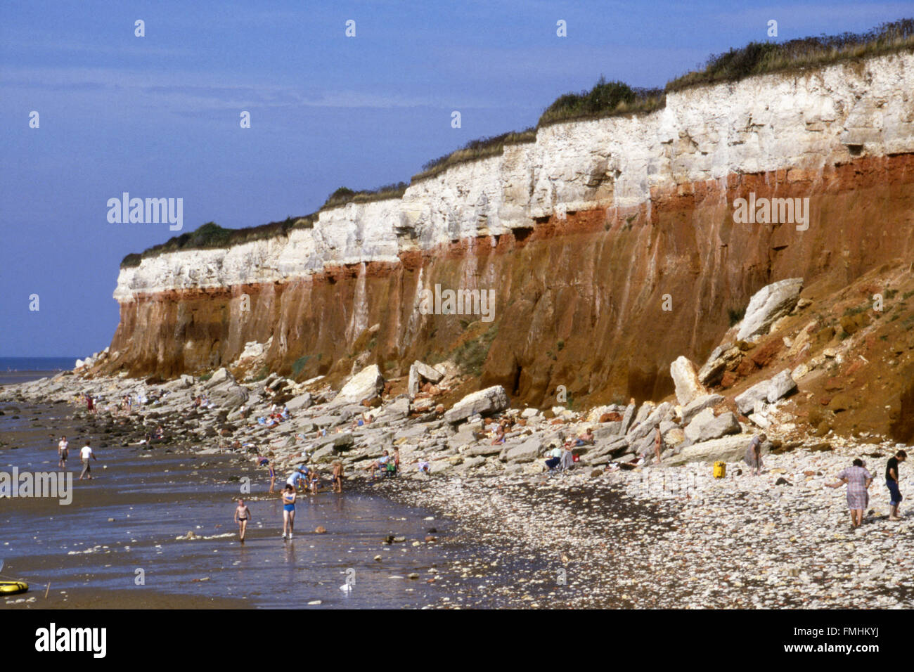 Spiaggia e scogliere, Hunstanton, Norfolk, Inghilterra Foto Stock