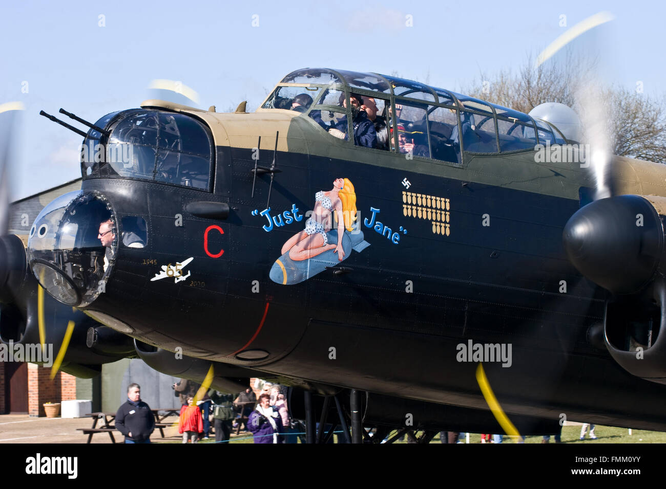 Naso arte su Lancaster NX611 'appena Jane' a Oriente Kirkby Foto Stock