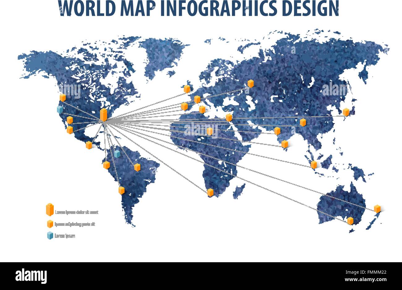 Mappa del mondo Una infografica business. illustrazione vettoriale Illustrazione Vettoriale