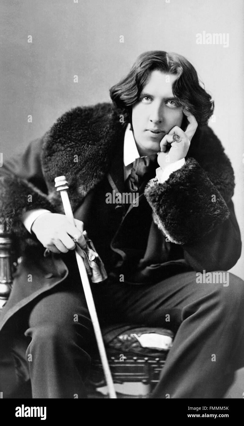 Oscar Wilde, ritratto del drammaturgo irlandese da Napoleone Sarony, c.1882 Foto Stock