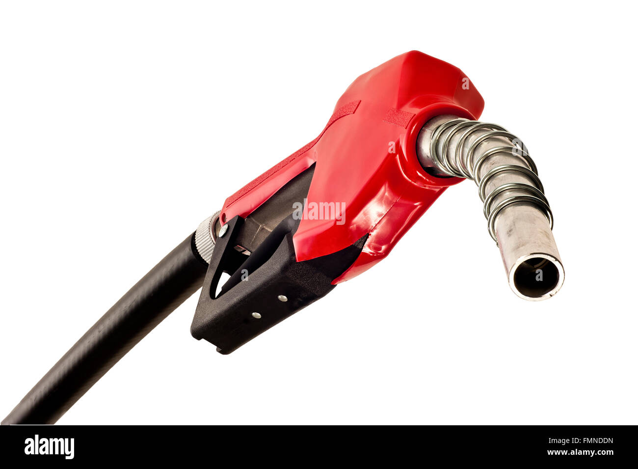Rosso pompa carburante ugello da sotto Foto Stock