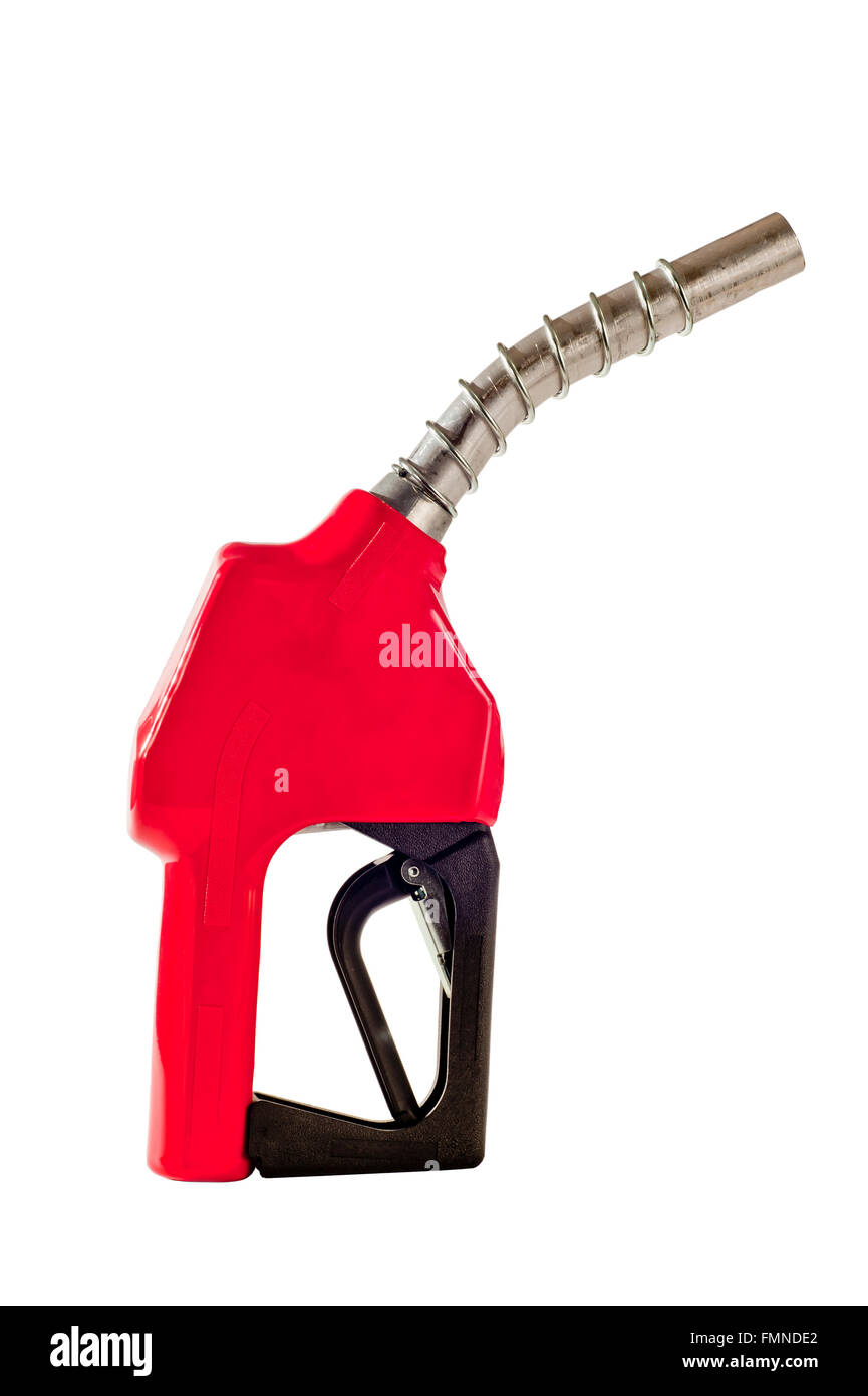 Rosso Benzina ugello della pompa Foto Stock
