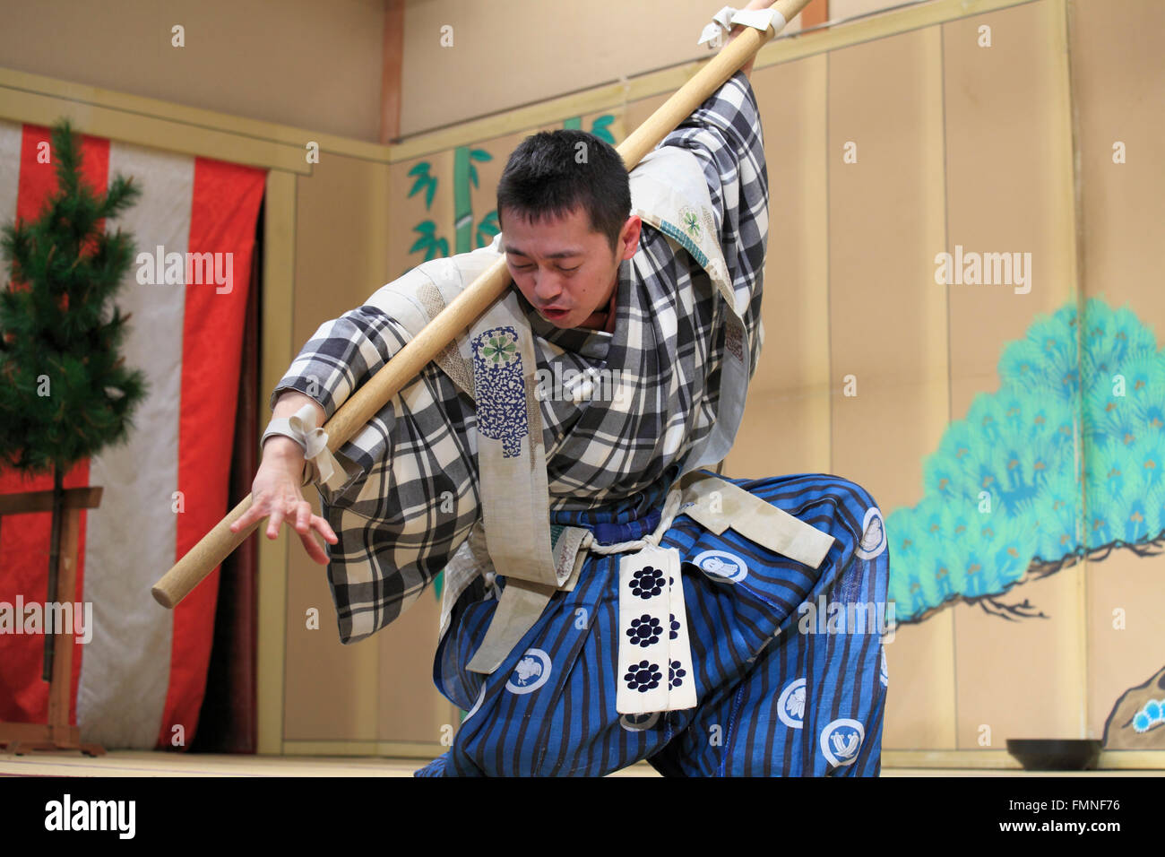 Il Giappone; Kyoto; kyogen, teatro, commedia comica, attore Foto Stock