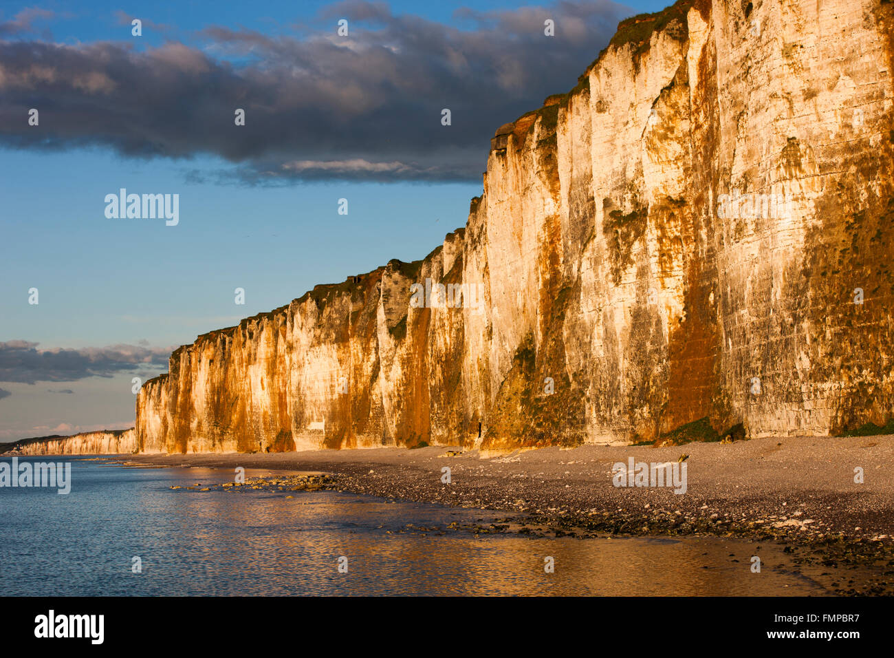 Chalk scogliere sulla costa vicino a Saint-Valery-en-Caux, dipartimento Seine-Maritime, Normandia, Francia Foto Stock