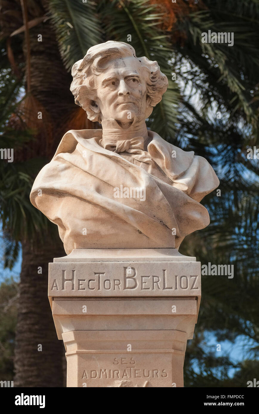 Busto commemorativo di Hector Berlioz, parco a Montecarlo, Monaco Foto Stock