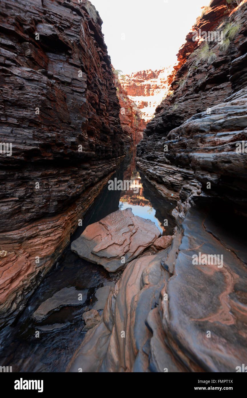 Hancock Gorge, Karijini National Park, Pilbara, Western Australia, WA, Australia Foto Stock