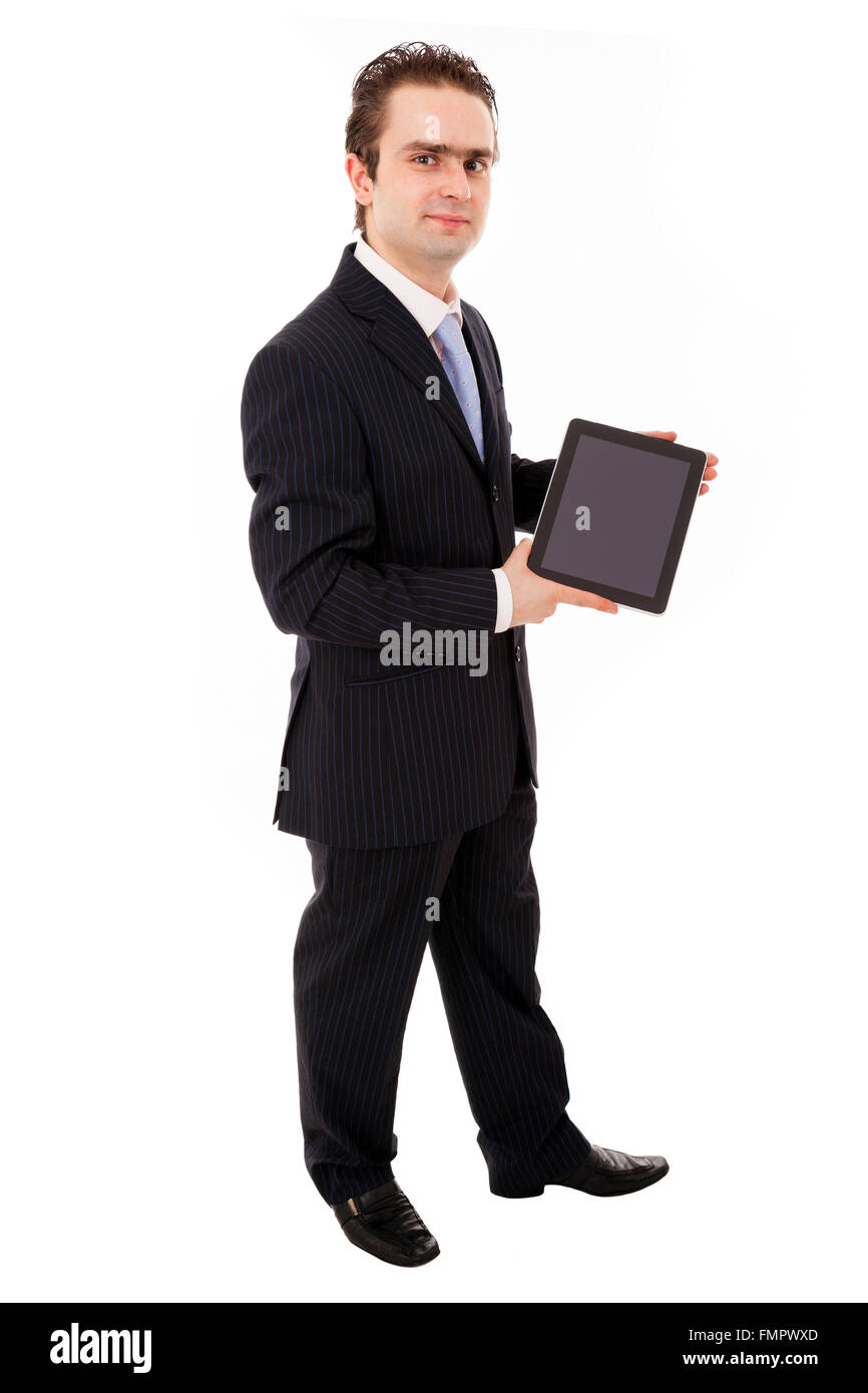 PC; adulto amichevole; annuncio guidata; successo; bianco; gara; cancelliere; carriera;; Caucasico allegro; azienda; computer; consigliere; mano Foto Stock