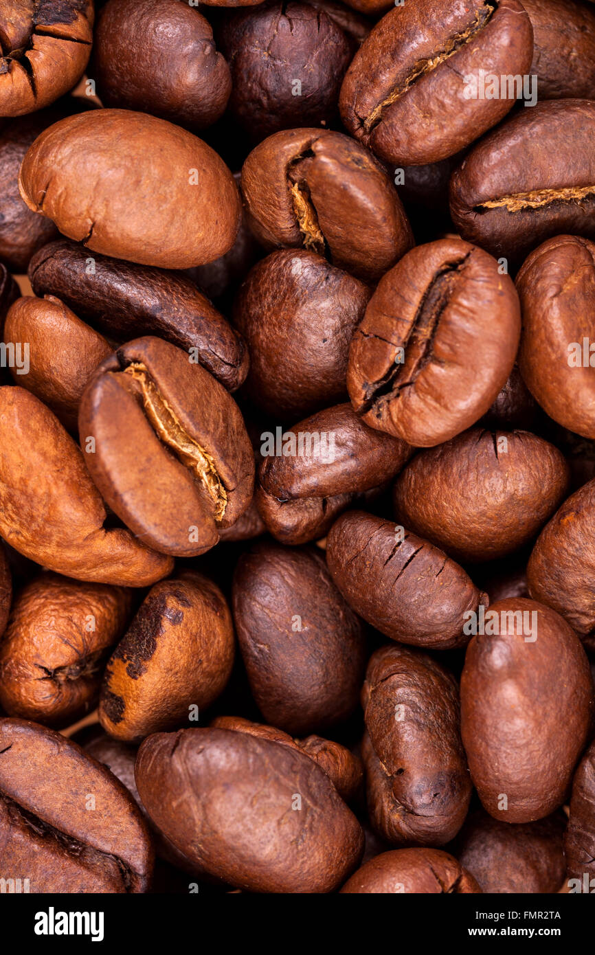 Marrone caffè, texture di sfondo, close-up Foto Stock