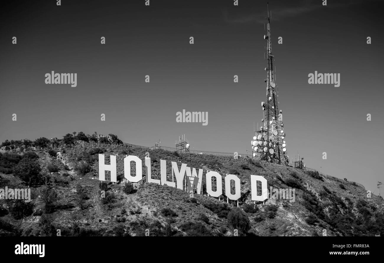Hollywood Sign, Lago di Hollywood e Los Angeles, Foto Stock