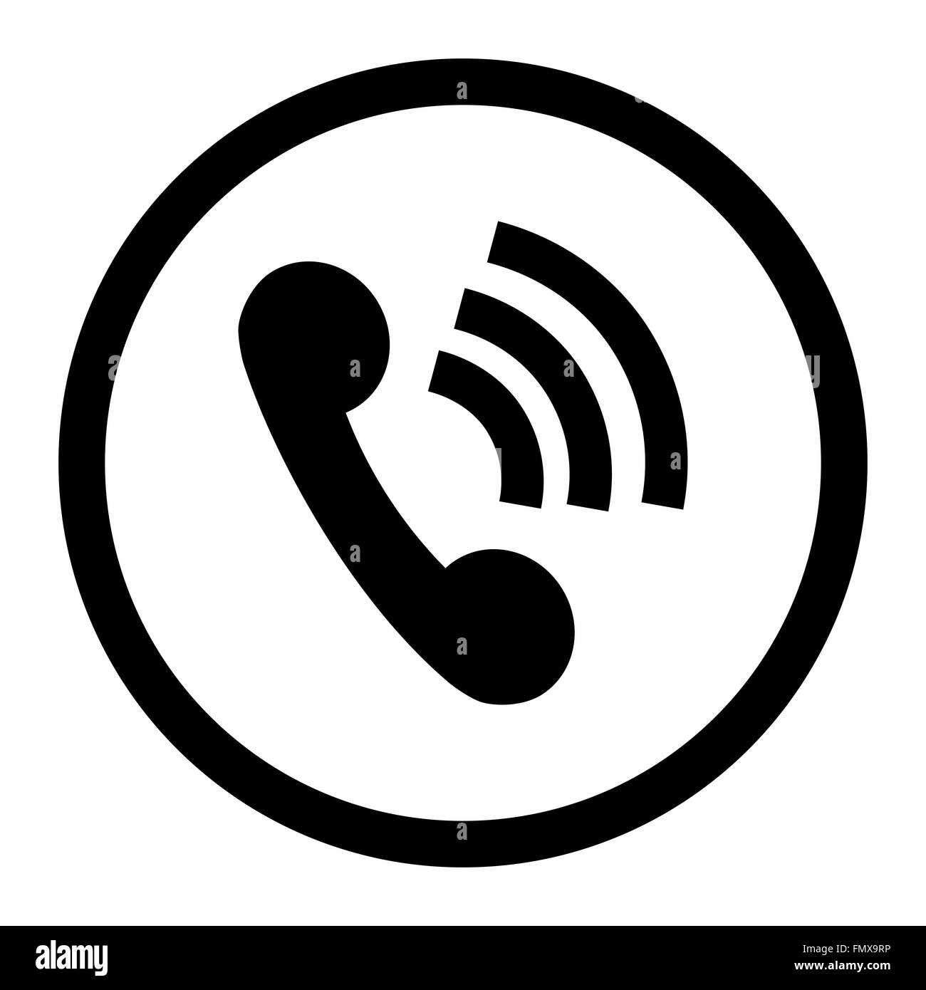 Icona del telefono collegamento nero. Icona contatto e icona a forma di telefono, web icona icona di comunicazione, connessione telefonica, tecnologia commun Foto Stock