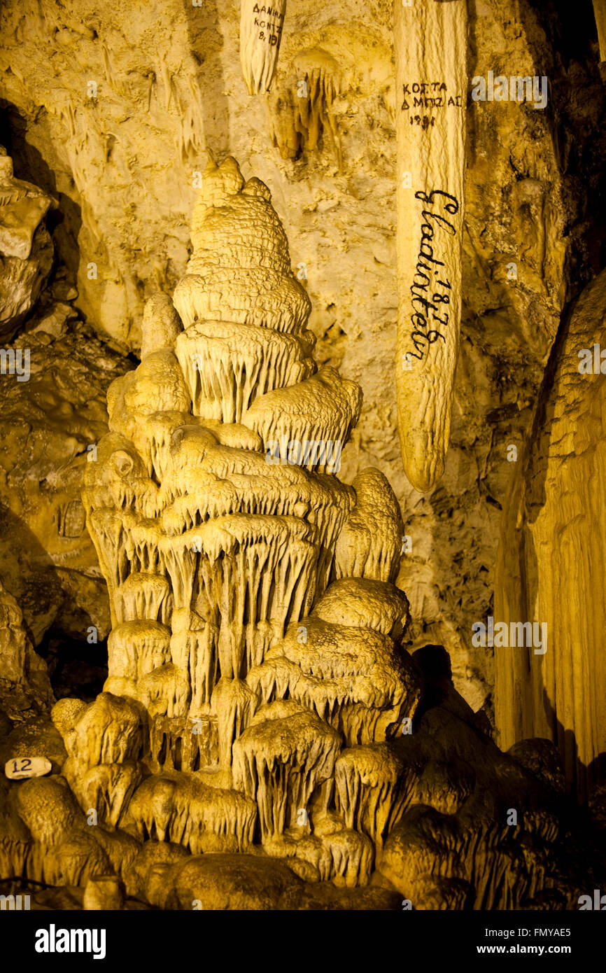 Griechenland, Kykladen, Antiparos, Tropfsteinhöhle Agios Ioannis Foto Stock