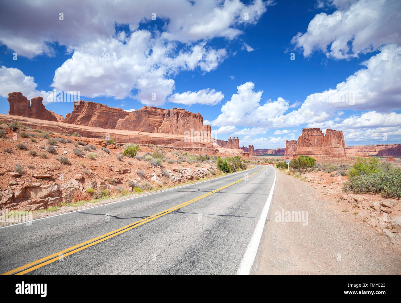 Strada panoramica, Arches National Park, Stati Uniti d'America. Foto Stock