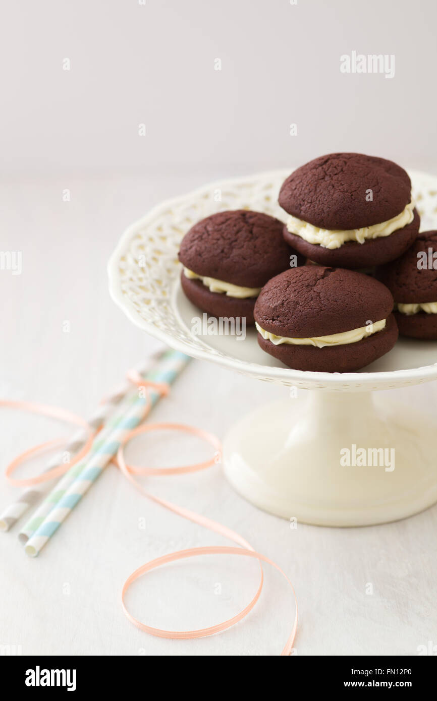 Il cioccolato whoopie pies Foto Stock