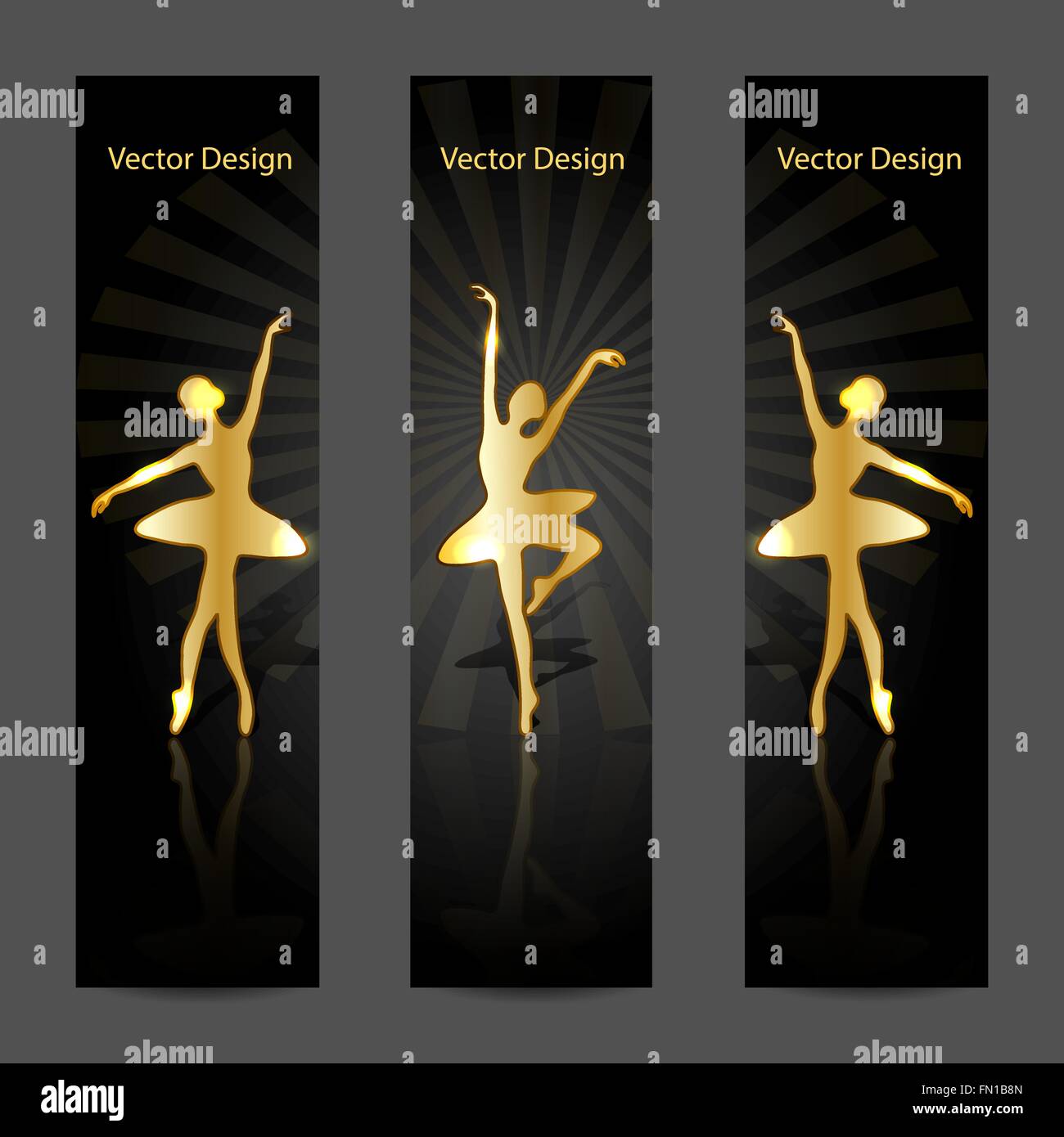 Una serie di banner di vettore con oro ballerine Illustrazione Vettoriale