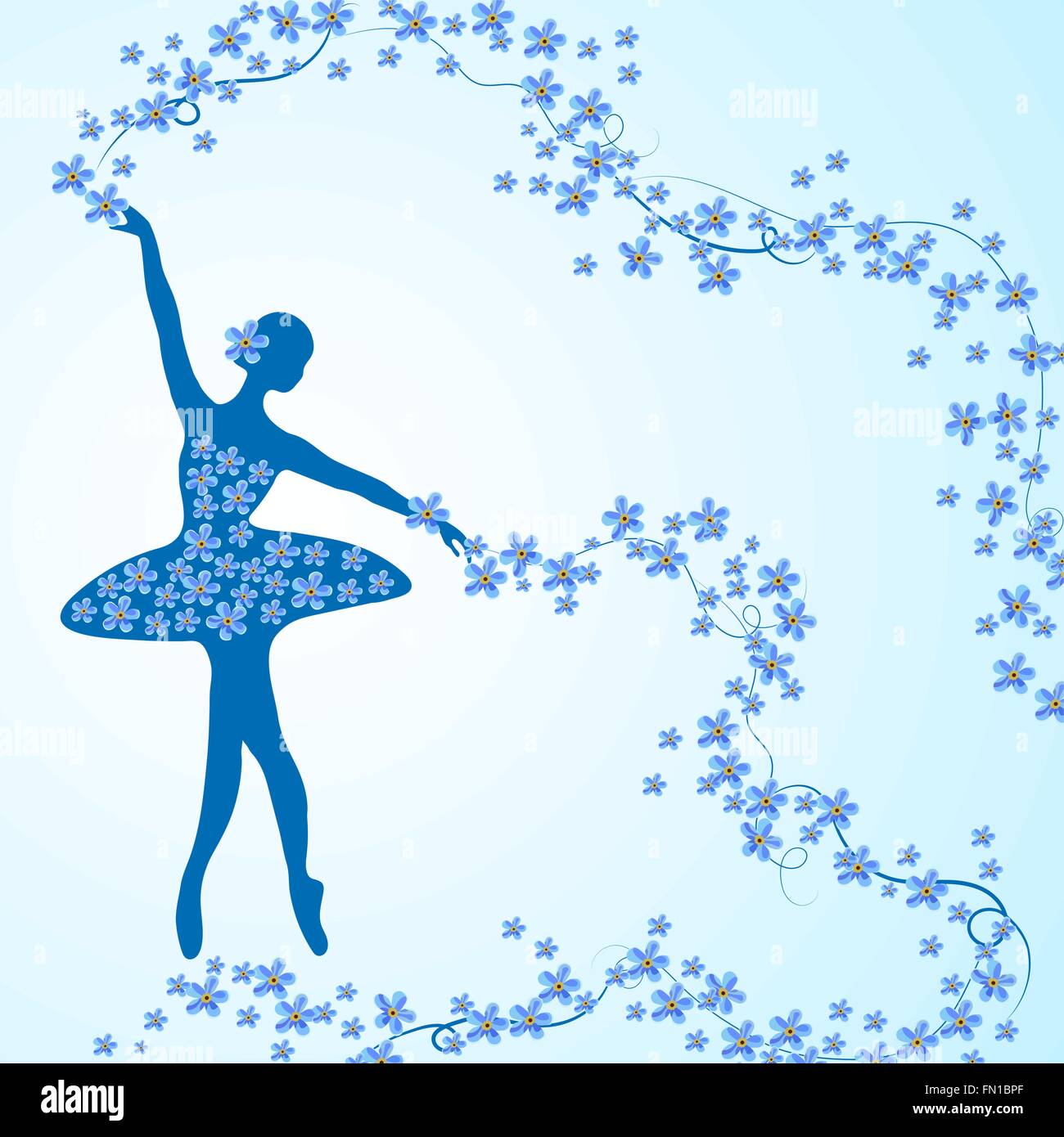Biglietto di auguri con tenera ballerina e fiori Immagine e Vettoriale -  Alamy
