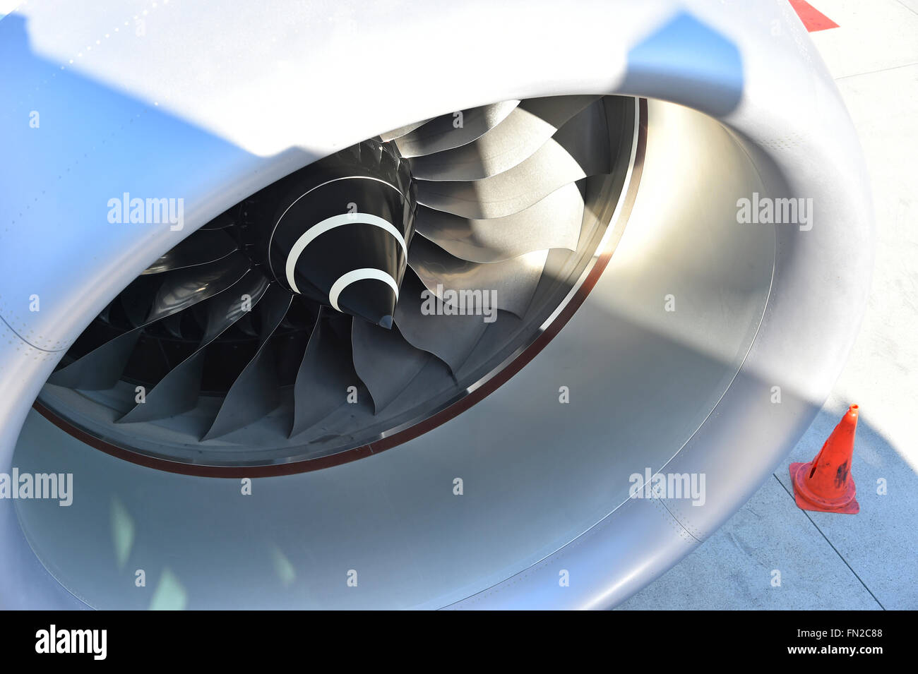 Il motore, ruota, la ventola turbina, Boeing, b 787, B787, 8, 9, Dreamliner, Dream Liner, Aeroporto di Monaco di Baviera, MUC, EDDM, Aeroporto di Monaco di Baviera, Foto Stock