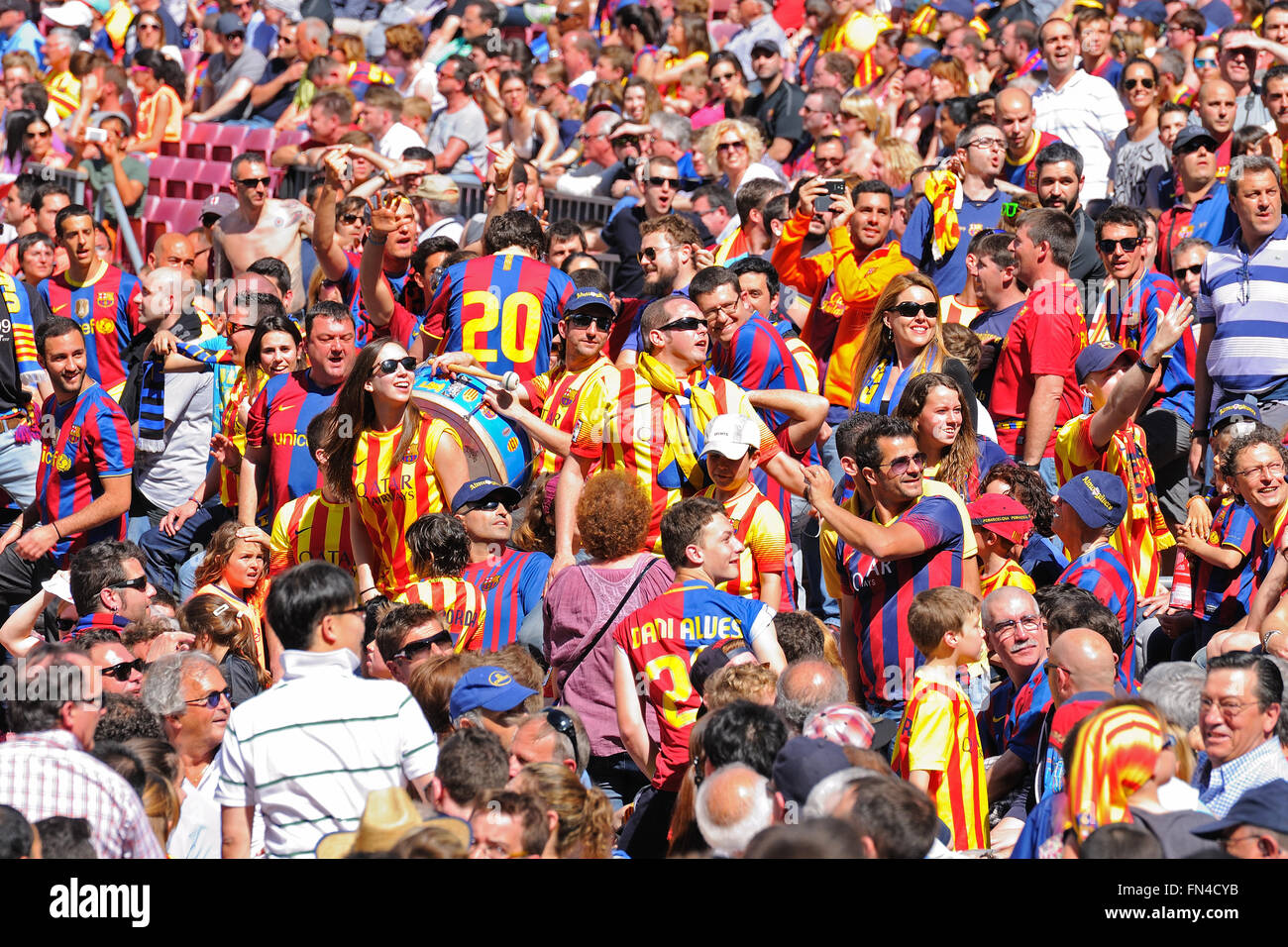 Barcellona - MAR 26: Boixos Nois, radicale F.C. I sostenitori di Barcellona al Camp Nou sul Campionato spagnolo il 26 marzo 2014 ho Foto Stock