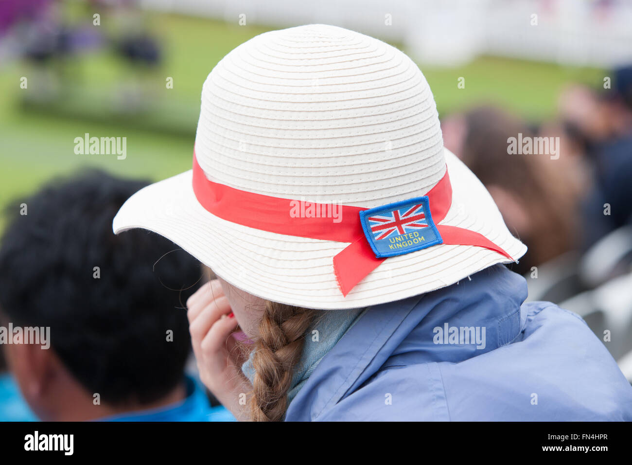 Ventola britannica la visione di tiro con l'arco,Lords Cricket Ground durante le Olimpiadi,Londra,2012,l'Inghilterra,UK, Europa. Foto Stock