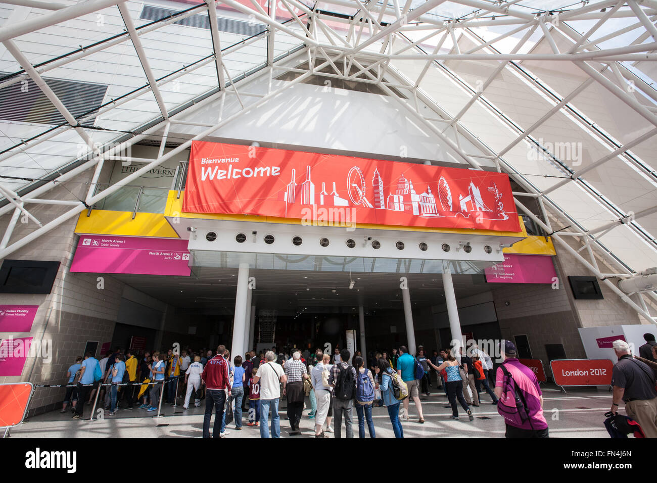 Centro Convegni Excel durante le Olimpiadi,Londra,2012,l'Inghilterra,UK, Europa.Venue per vari sport. Foto Stock