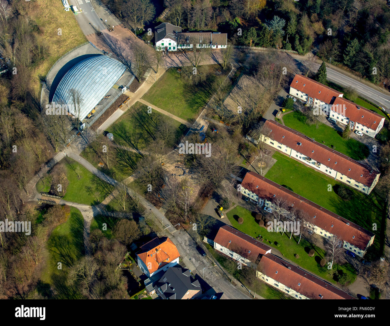 Vista aerea, LVR Industrial Museum, St. Antony Ferriera, Oberhausen, regione della Ruhr, Renania settentrionale-Vestfalia, Germania, Europa Foto Stock