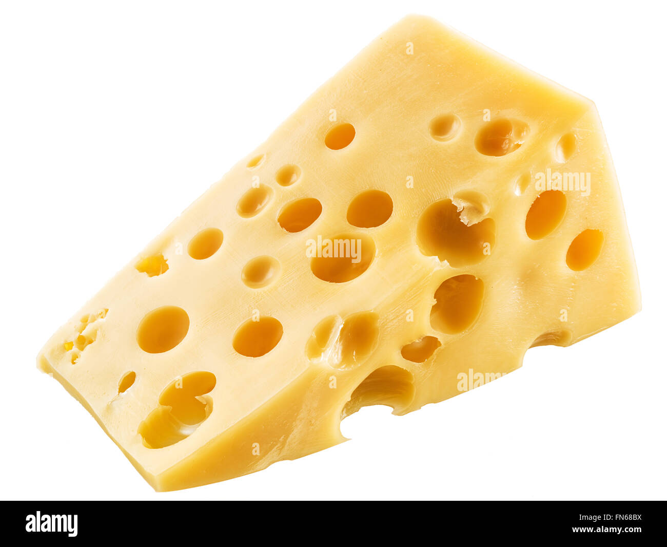 Pezzo di formaggio svizzero. Il file contiene i tracciati di ritaglio. Foto Stock