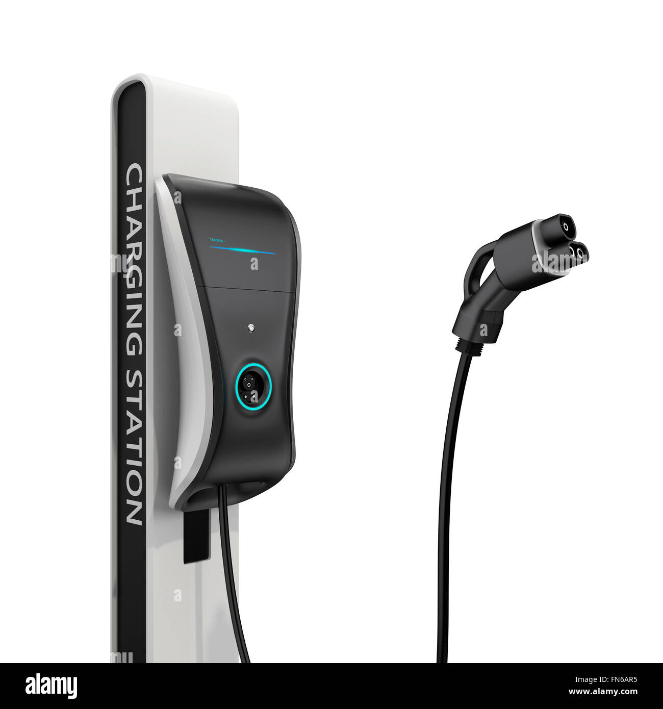 Il veicolo elettrico stazione di carica per l'utilizzo pubblico. Tracciato di ritaglio disponibili. Foto Stock